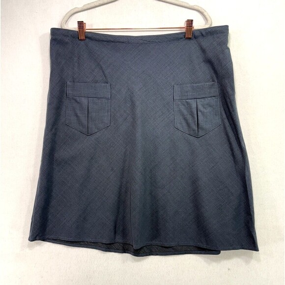 Erica Tanov Skirt Women L Grey 100% Wool A Line Designer Lagenlook Modern Preppy - Picture 1 of 11